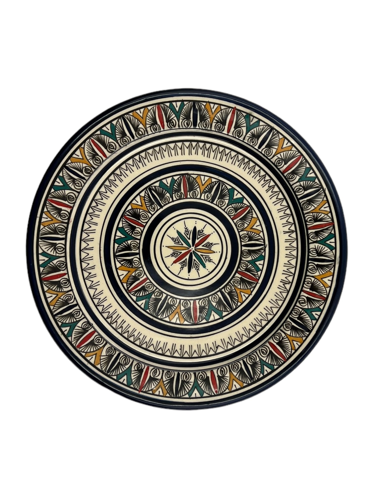 Beldi Zawaka Plate | Handcrafted Tamegroute Pottery – Organic Sahara Clay with Natural Glaze by Sahara Artisans