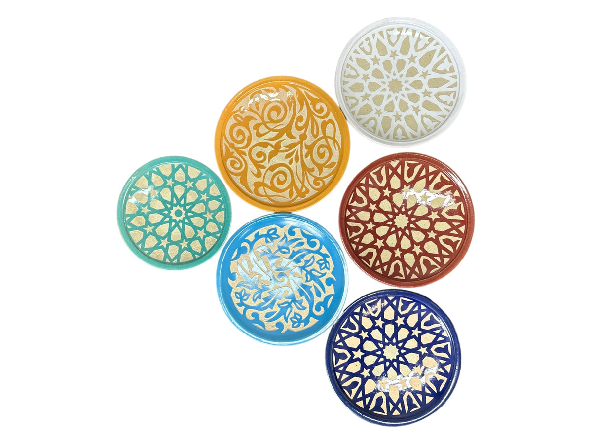 Fez Chisel Mint Plates | Handcrafted Fez Clay Pottery – Natural Pigments & Traditional Moroccan Craftsmanship