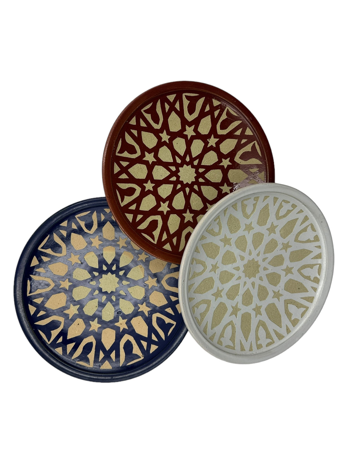 Fez Chisel Mint Plates | Handcrafted Fez Clay Pottery – Natural Pigments & Traditional Moroccan Craftsmanship