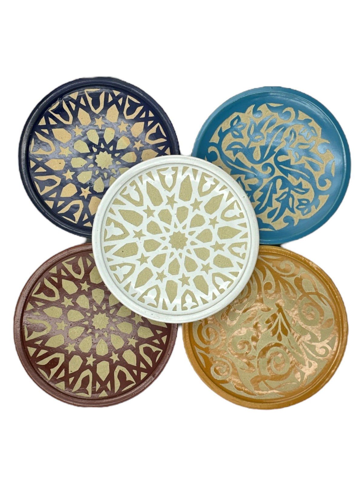 Fez Chisel Mint Plates | Handcrafted Fez Clay Pottery – Natural Pigments & Traditional Moroccan Craftsmanship