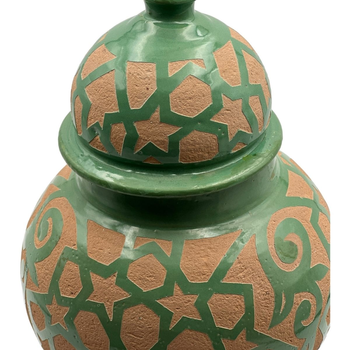 Fez Chisel Mint Jar | Handcrafted Fez Clay Pottery – Natural Pigments & Traditional Moroccan Craftsmanship