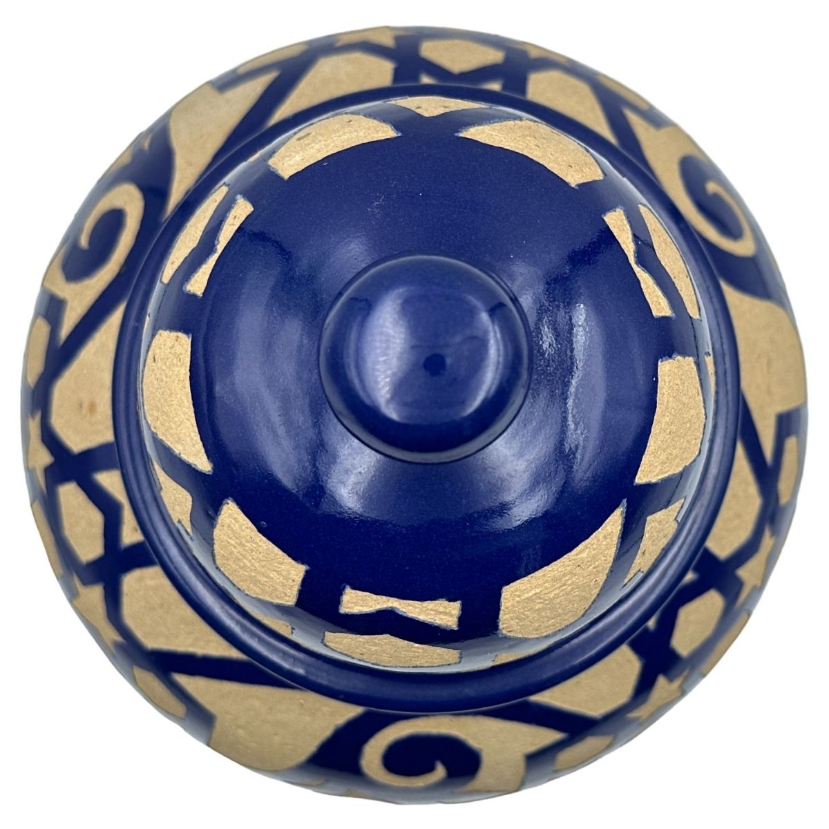 Fez Chisel Indigo Jar | Handcrafted Fez Clay Pottery – Natural Pigments & Traditional Moroccan Craftsmanship
