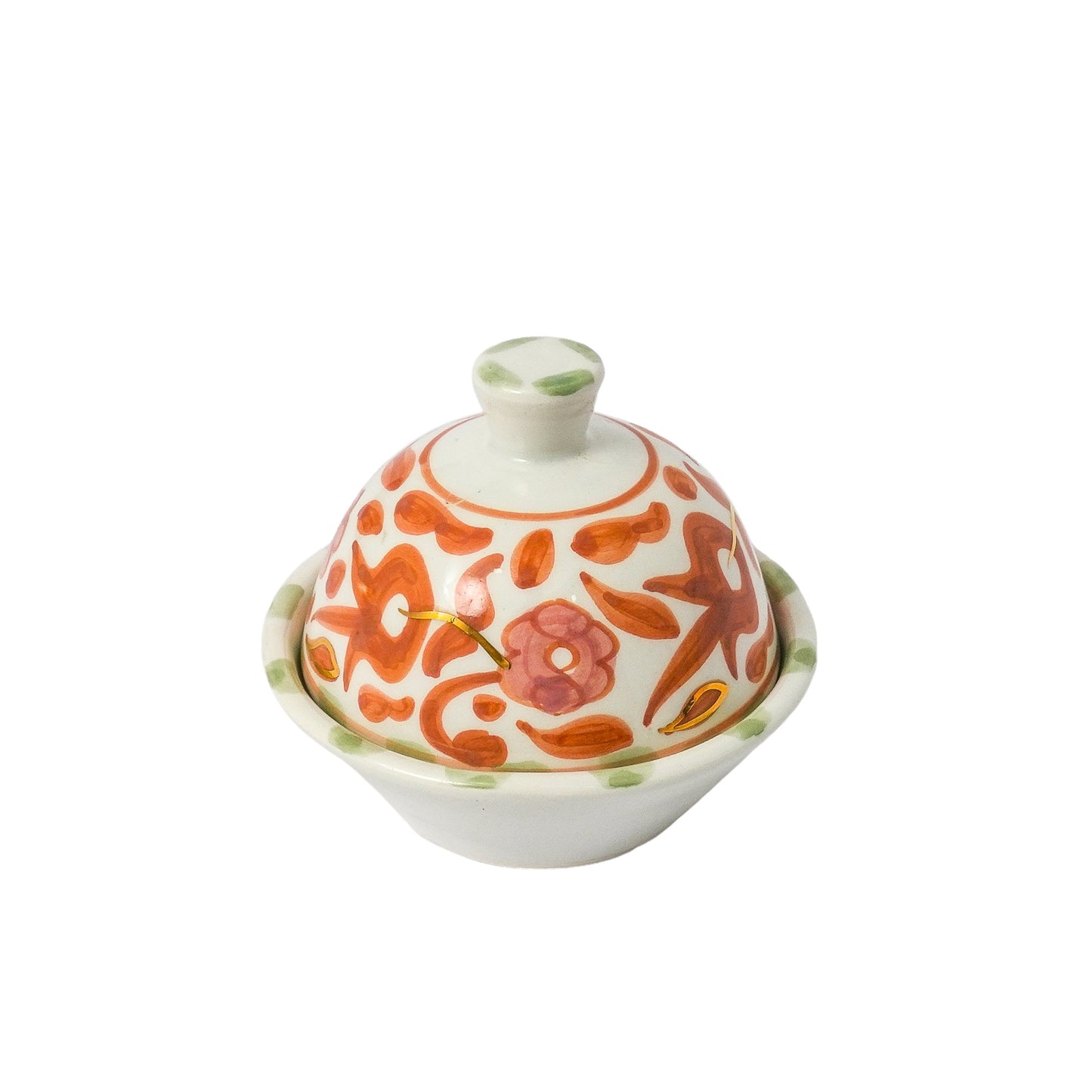 Chic Butter Dish Fleur | Handcrafted White Clay Vase – Natural Dyes with Real Gold Foil, Modern Chic Design