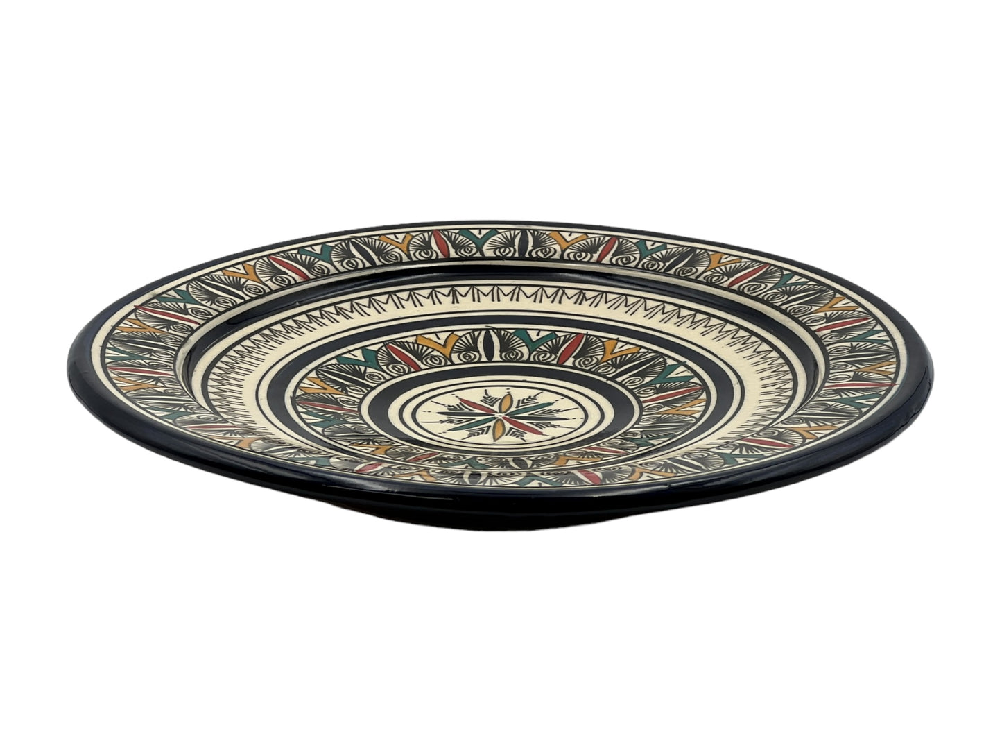Beldi Zawaka Plate | Handcrafted Tamegroute Pottery – Organic Sahara Clay with Natural Glaze by Sahara Artisans