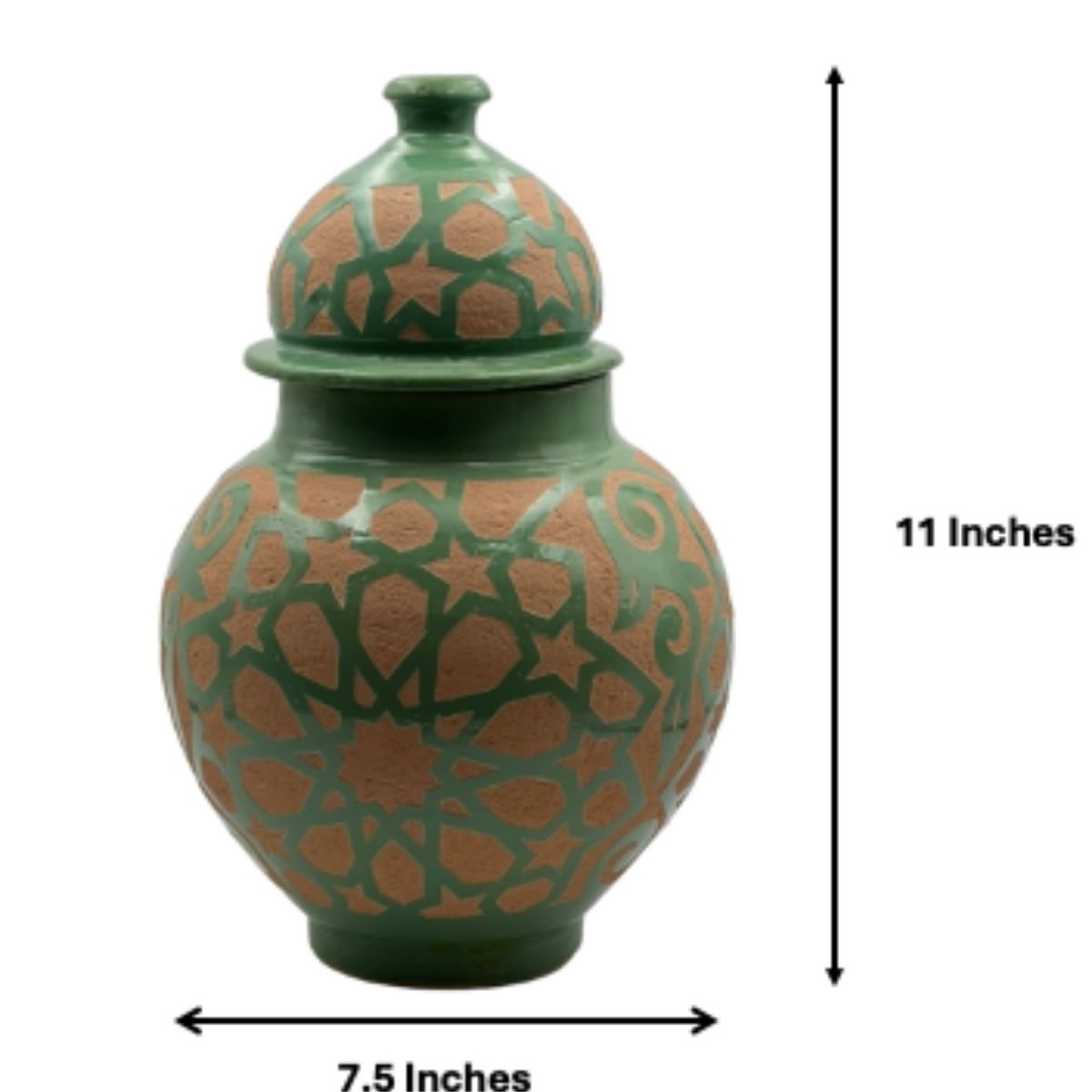 Fez Chisel Mint Jar | Handcrafted Fez Clay Pottery – Natural Pigments & Traditional Moroccan Craftsmanship