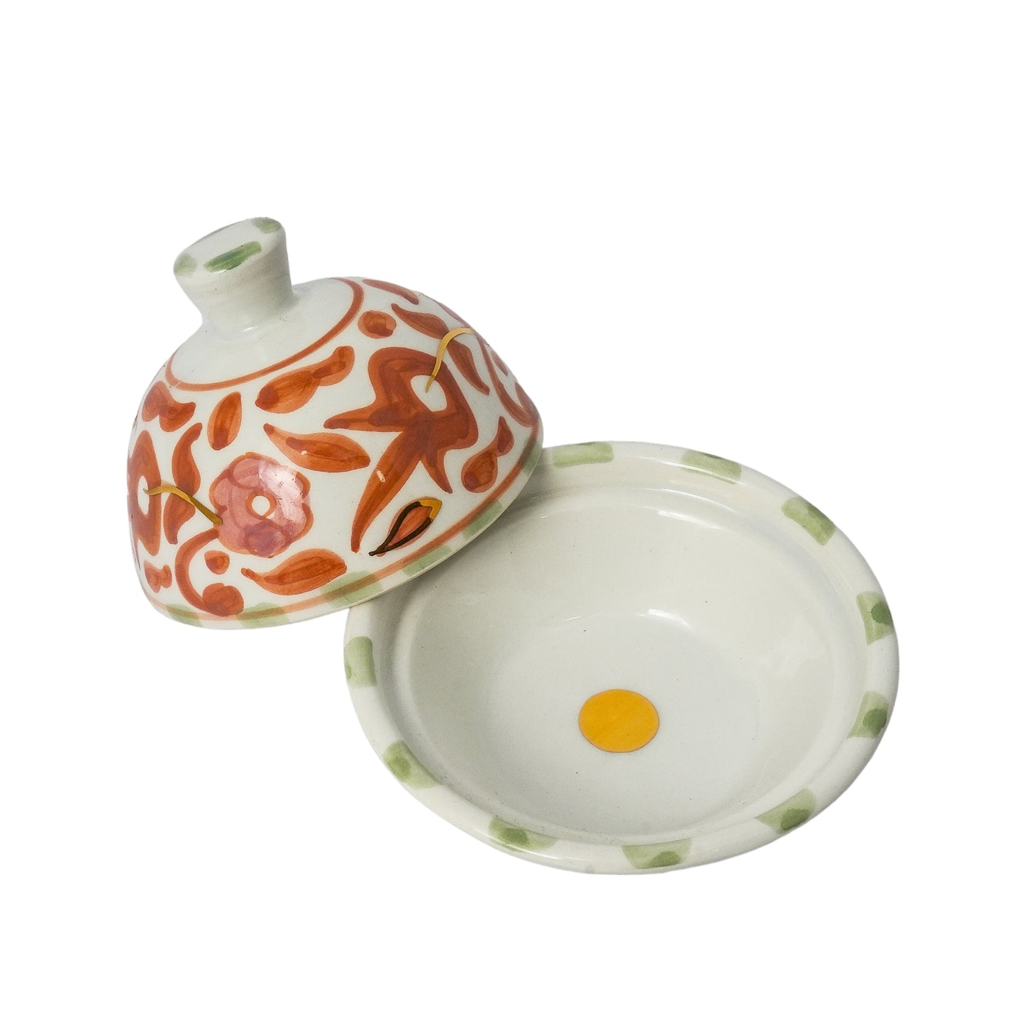 Chic Butter Dish Fleur | Handcrafted White Clay Vase – Natural Dyes with Real Gold Foil, Modern Chic Design