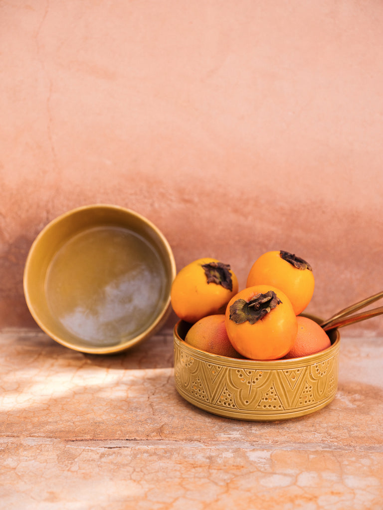 Chic Droit Bowl Empreinte| Handcrafted White Clay Vase – Natural Dyes with Real Gold Foil, Modern Chic Design