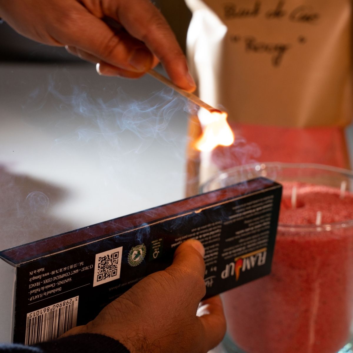 Lighting a match, the rich red sand wax candle by Dary Living comes alive — its warm, vibrant glow transforming any space into a serene sanctuary. Crafted from sustainable, artisanal wax designed to elevate elegant interiors with timeless beauty