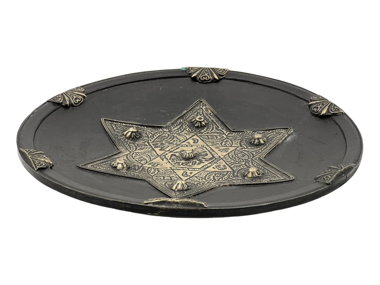 Fez Najma Copper Plate | Handcrafted Fez Clay Pottery – Natural Pigments & Traditional Moroccan Craftsmanship