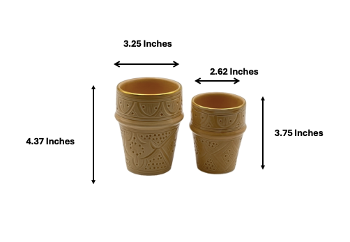 Chic Cup Enpreinte| Handcrafted White Clay Vase – Natural Dyes with Real Gold Foil, Modern Chic Design