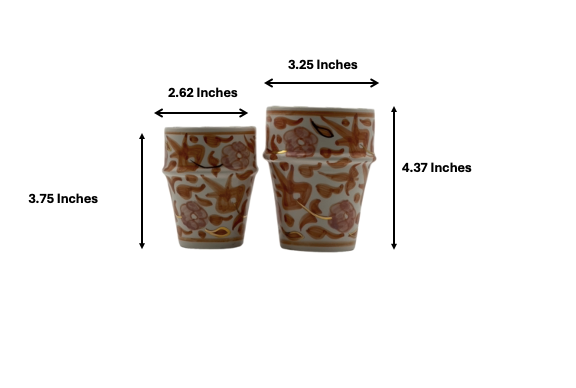 Chic Cup Fleur | Handcrafted White Clay Vase – Natural Dyes with Real Gold Foil, Modern Chic Design