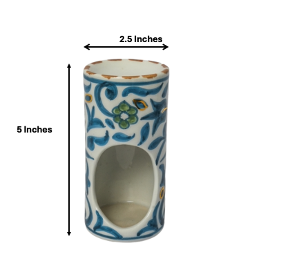Chic Scented Oil Burner Fleur | Handcrafted White Clay Vase – Natural Dyes with Real Gold Foil, Modern Chic Design