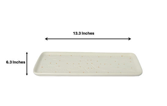 Chic Serving Plate Enpreinte | Handcrafted White Clay Vase – Natural Dyes with Real Gold Foil, Modern Chic Design