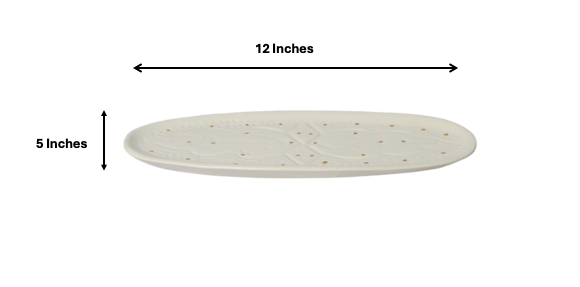 Chic Serving Plate Enpreinte | Handcrafted White Clay Vase – Natural Dyes with Real Gold Foil, Modern Chic Design