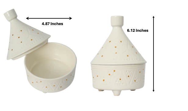 Chic Tajine Box Enpreinte | Handcrafted White Clay Vase – Natural Dyes with Real Gold Foil, Modern Chic Design