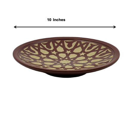 Fez Chisel Burgundy Plate | Handcrafted Fez Clay Pottery – Natural Pigments & Traditional Moroccan Craftsmanship