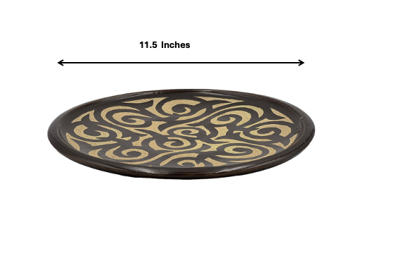 Fez Chisel Dark Brown Plate | Handcrafted Fez Clay Pottery – Natural Pigments & Traditional Moroccan Craftsmanship
