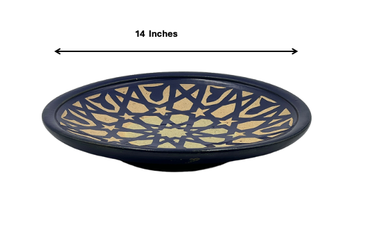 Fez Chisel Indigo Plates | Handcrafted Fez Clay Pottery – Natural Pigments & Traditional Moroccan Craftsmanship
