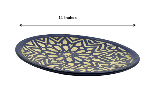 Fez Chisel Indigo Plates | Handcrafted Fez Clay Pottery – Natural Pigments & Traditional Moroccan Craftsmanship