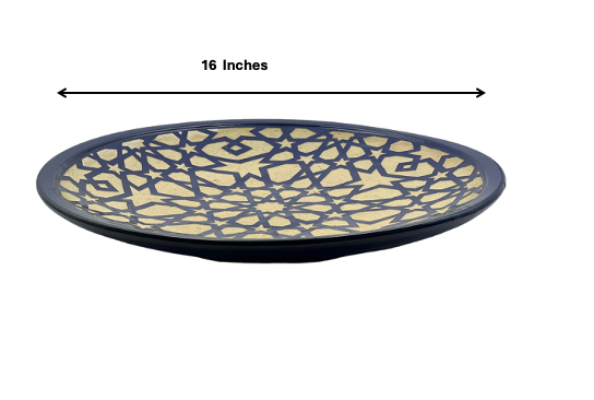 Fez Chisel Indigo Plates | Handcrafted Fez Clay Pottery – Natural Pigments & Traditional Moroccan Craftsmanship