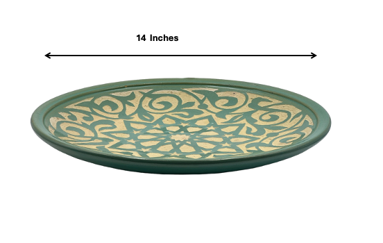 Fez Chisel Mint Plates | Handcrafted Fez Clay Pottery – Natural Pigments & Traditional Moroccan Craftsmanship