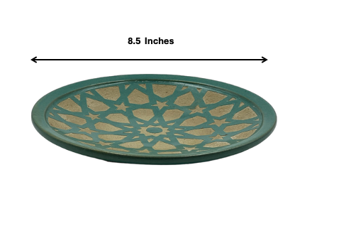 Fez Chisel Mint Plates | Handcrafted Fez Clay Pottery – Natural Pigments & Traditional Moroccan Craftsmanship