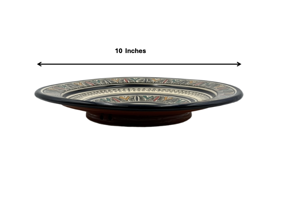 Beldi Zawaka Plate | Handcrafted Tamegroute Pottery – Organic Sahara Clay with Natural Glaze by Sahara Artisans