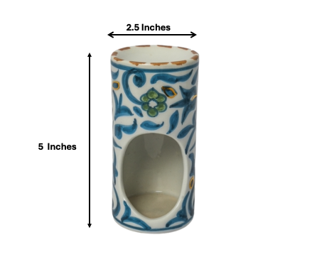 Chic Scented Oil Burner Fleur | Handcrafted White Clay Vase – Natural Dyes with Real Gold Foil, Modern Chic Design