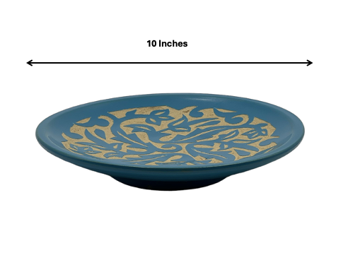 Fez Chisel Turquoise Plate | Handcrafted Fez Clay Pottery – Natural Pigments & Traditional Moroccan Craftsmanship