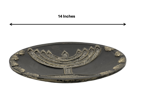 Fez Menorah Copper Plate | Handcrafted Fez Clay Pottery – Natural Pigments & Traditional Moroccan Craftsmanship