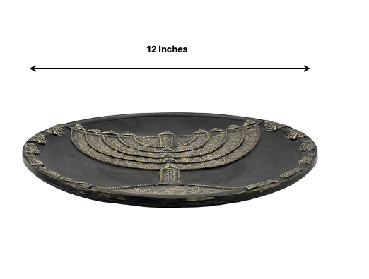 Fez Menorah Copper Plate | Handcrafted Fez Clay Pottery – Natural Pigments & Traditional Moroccan Craftsmanship