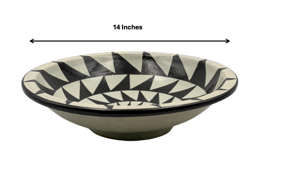 Fez Menshar Plate | Handcrafted Fez Clay Pottery – Natural Pigments & Traditional Moroccan Craftsmanship