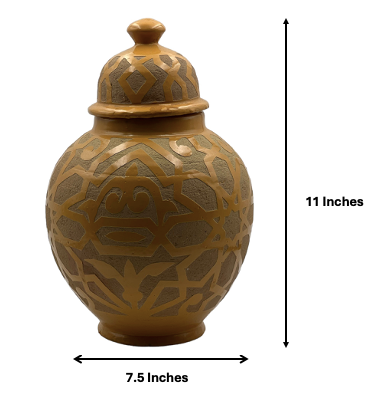 Fez Chisel Tumeric Jar | Handcrafted Fez Clay Pottery – Natural Pigments & Traditional Moroccan Craftsmanship