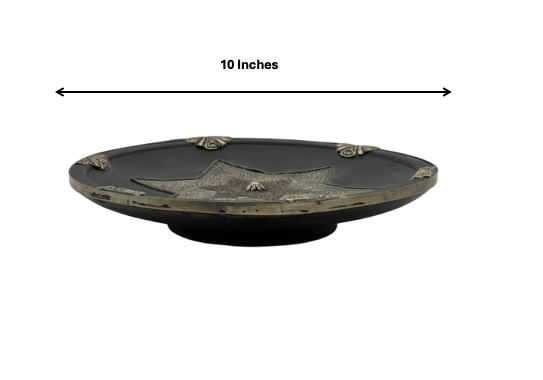 Fez Najma Copper Plate | Handcrafted Fez Clay Pottery – Natural Pigments & Traditional Moroccan Craftsmanship