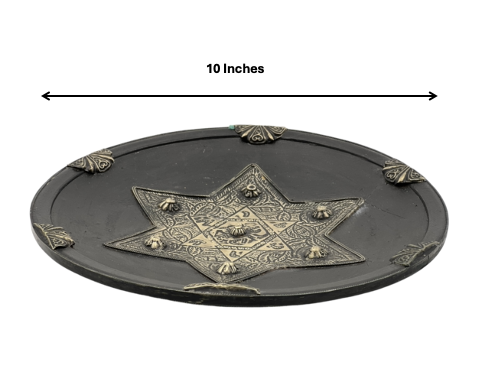 Fez Najma Copper Plate | Handcrafted Fez Clay Pottery – Natural Pigments & Traditional Moroccan Craftsmanship