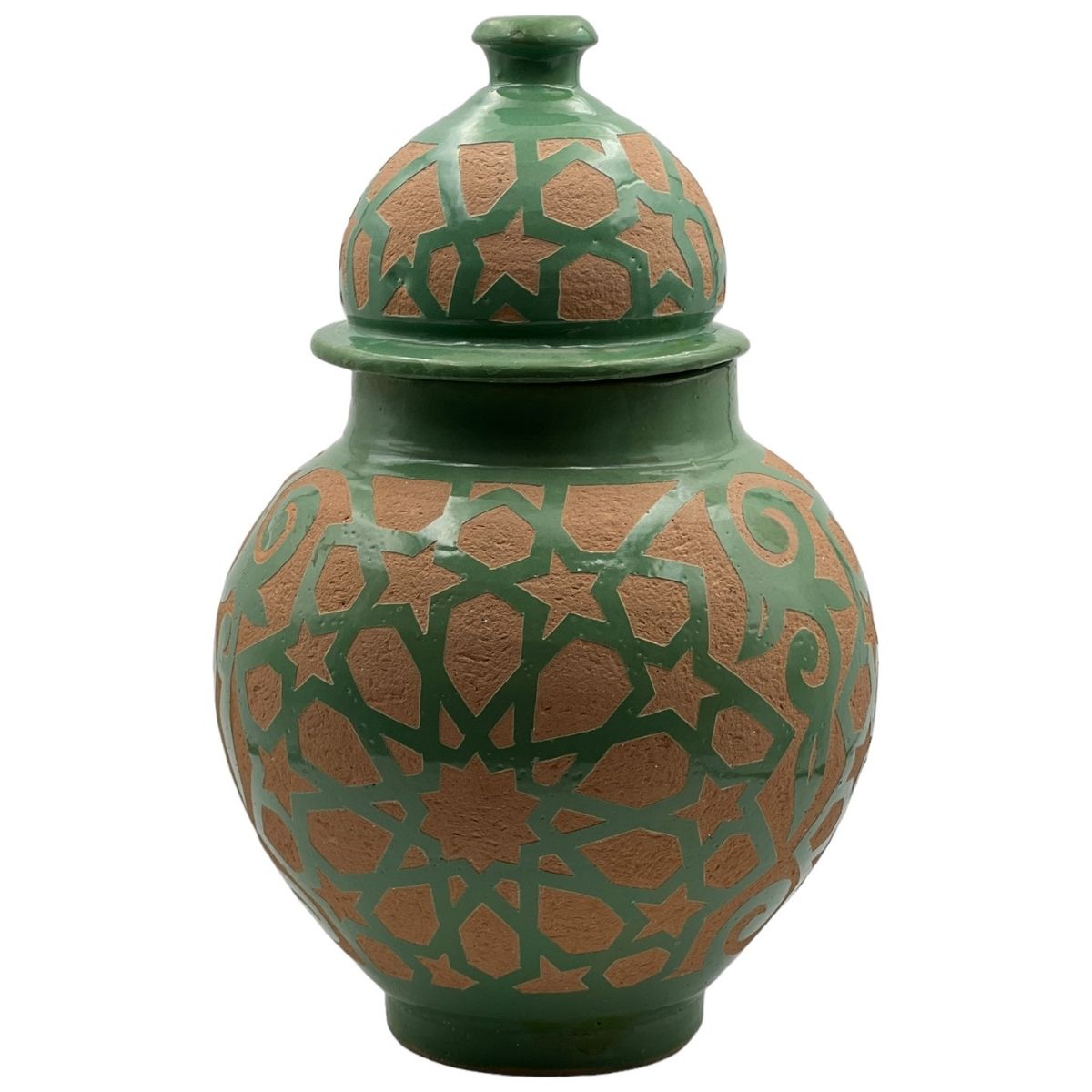 Fez Chisel Mint Jar | Handcrafted Fez Clay Pottery – Natural Pigments & Traditional Moroccan Craftsmanship