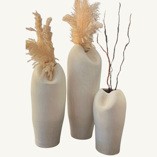 Tad Serena | Large Handmade Moroccan Pottery Vase Set (x3)  for Home Decor – Sustainable Artisan Ceramic