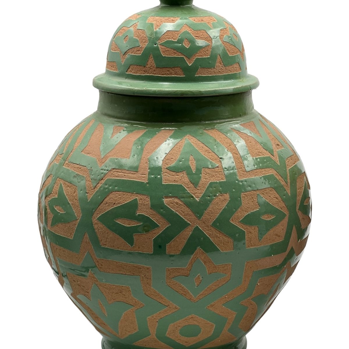Fez Chisel Mint Jar | Handcrafted Fez Clay Pottery – Natural Pigments & Traditional Moroccan Craftsmanship