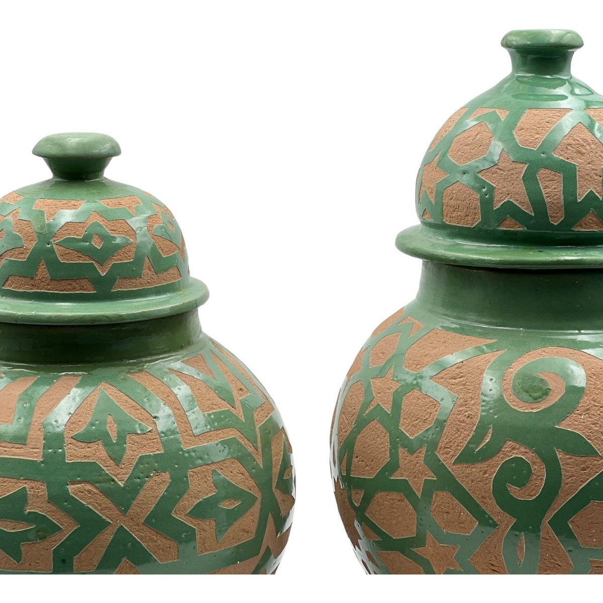 Fez Chisel Mint Jar | Handcrafted Fez Clay Pottery – Natural Pigments & Traditional Moroccan Craftsmanship