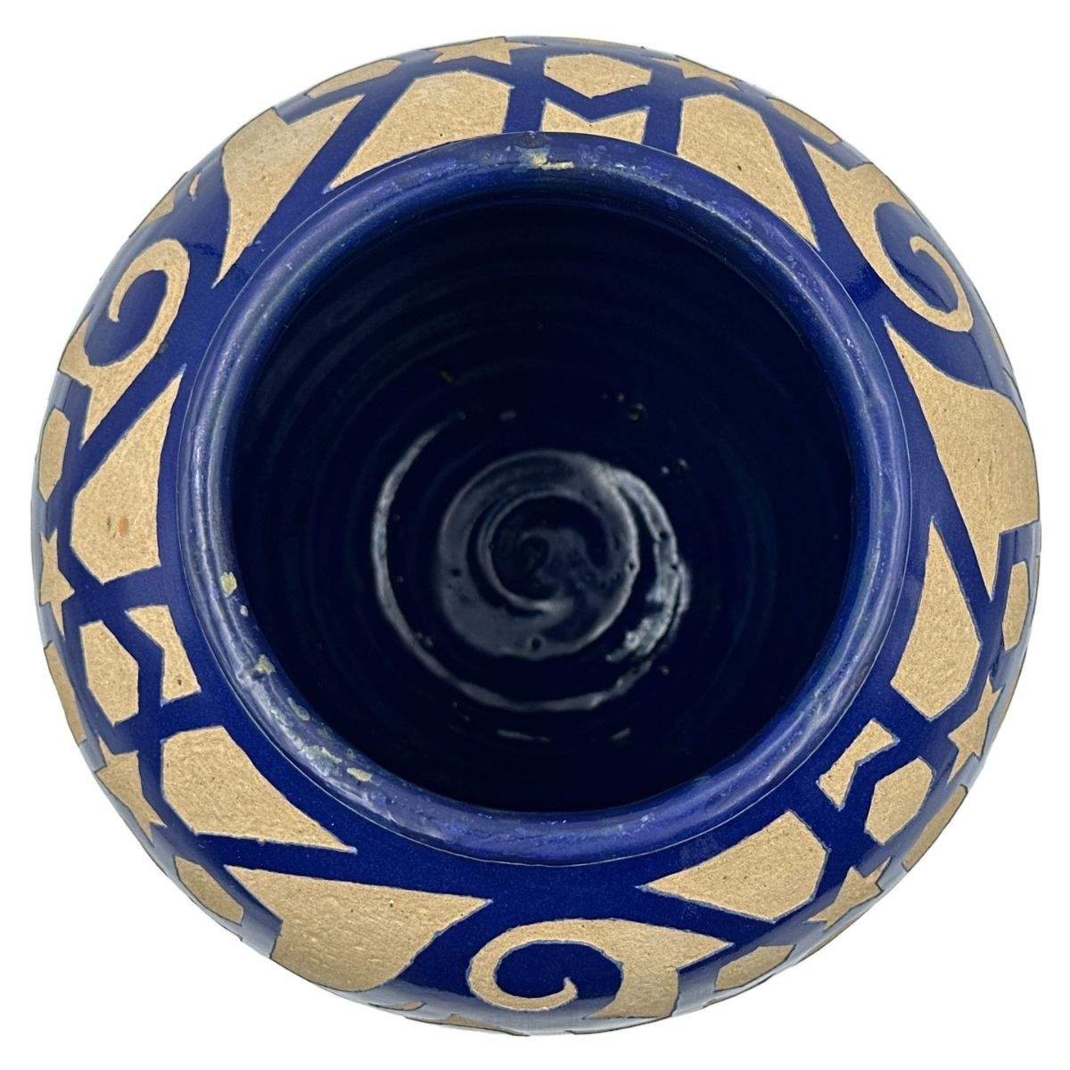 Fez Chisel Indigo Jar | Handcrafted Fez Clay Pottery – Natural Pigments & Traditional Moroccan Craftsmanship