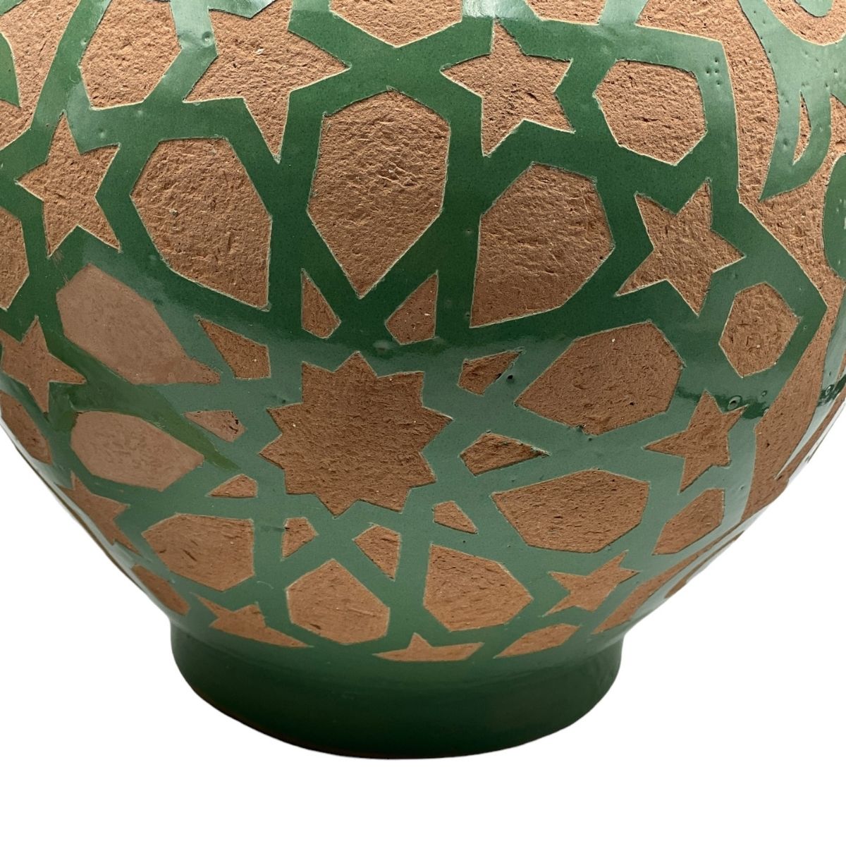 Fez Chisel Mint Jar | Handcrafted Fez Clay Pottery – Natural Pigments & Traditional Moroccan Craftsmanship