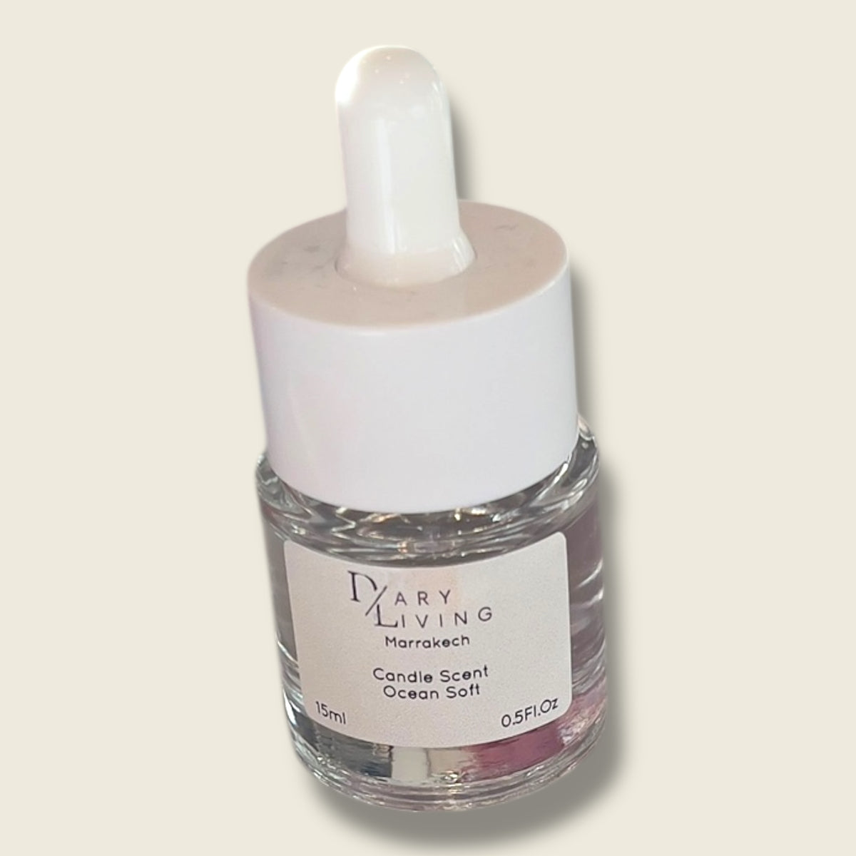 Dary Living “Ocean Soft” organic perfume in a glass dropper bottle, made with pure essential oils from Ourika Valley botanicals — ideal for calming rituals, peaceful interiors, and spa environments