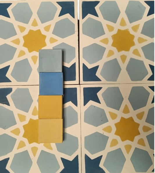 Handcrafted Moroccan Zellige Slimani 4" x 4"Tiles – Eco-Friendly & Durable