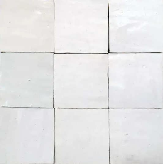 Handcrafted Moroccan Zellige Pure White 4" x 4"Tiles – Eco-Friendly & Durable