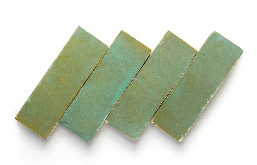 Handcrafted Moroccan Zellige Tidepool Bejamt 2" x 6" Tiles – Eco-Friendly & Durable