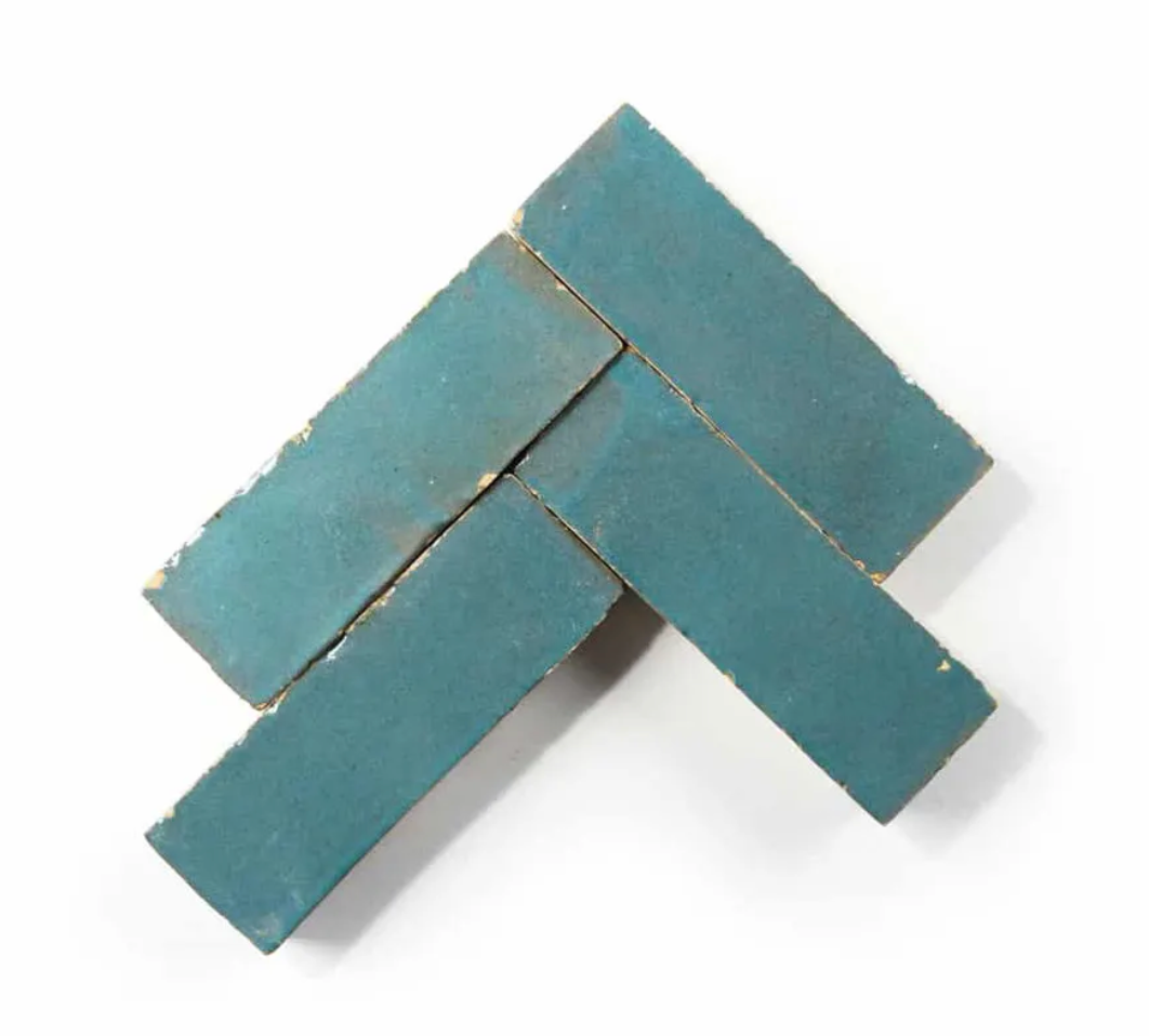 Handcrafted Moroccan Zellige Blue Bejamt 2" x 6" Tiles – Eco-Friendly & Durable