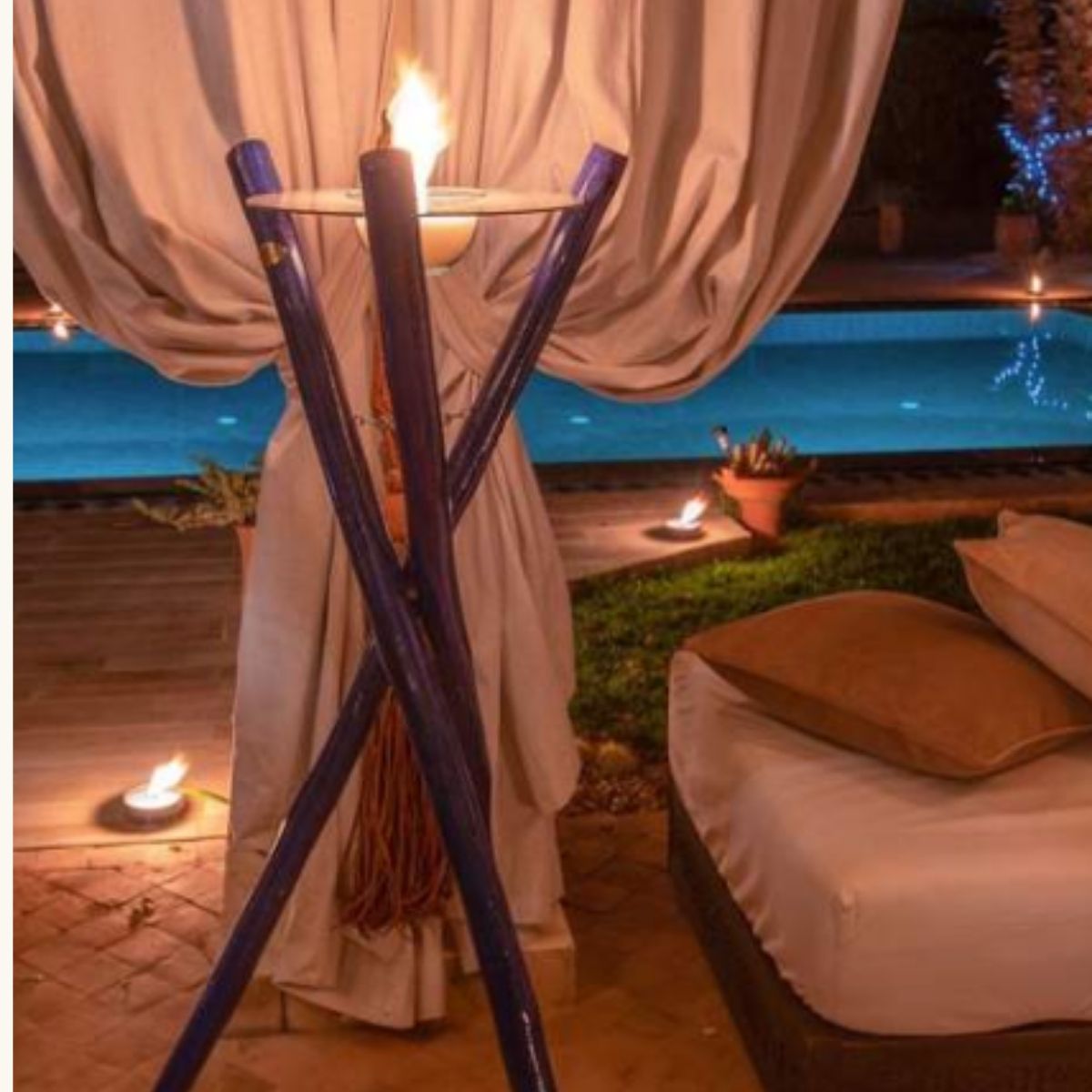 Handcrafted Flambeau Purple Moroccan Candle